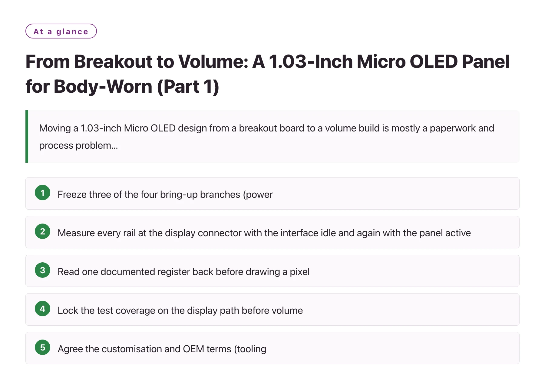 From Breakout to Volume: A 1.03-Inch Micro OLED Panel for Body-Worn (Part 1)——全文要点速览
