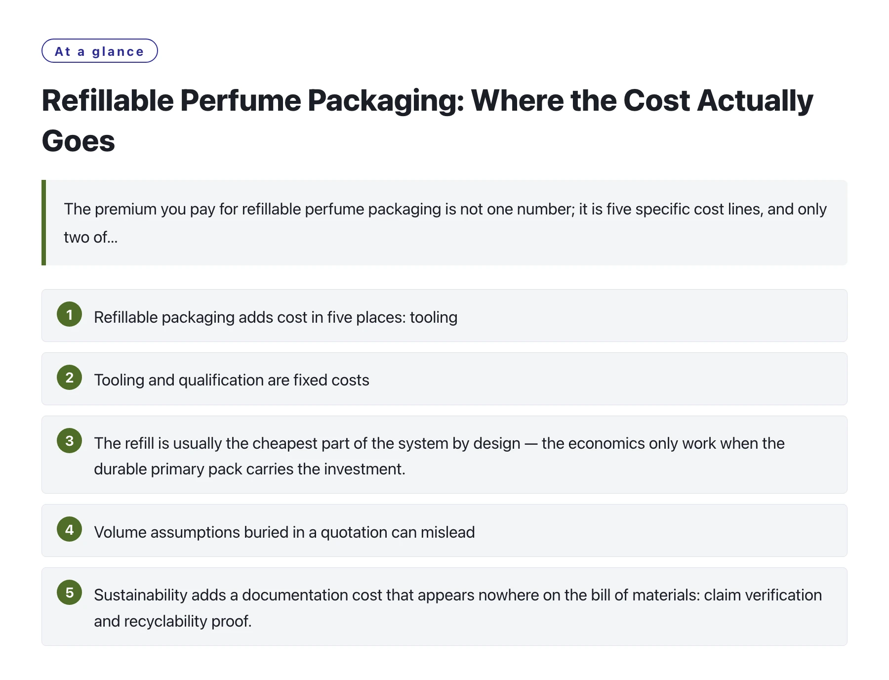 Refillable Perfume Packaging: Where the Cost Actually Goes——全文要点速览